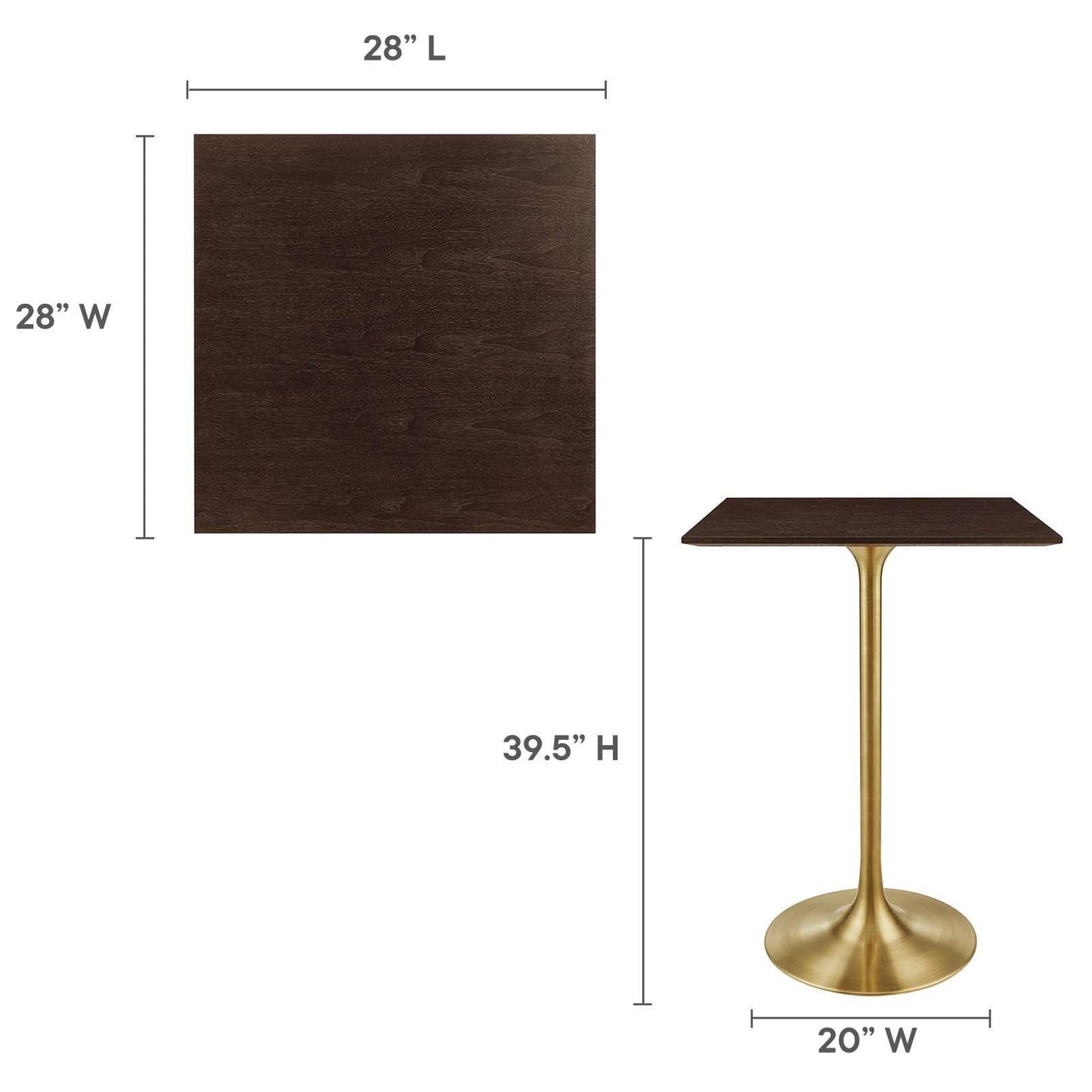 Lippa 28" Square Wood Bar Table, EEI-5531 FredCo