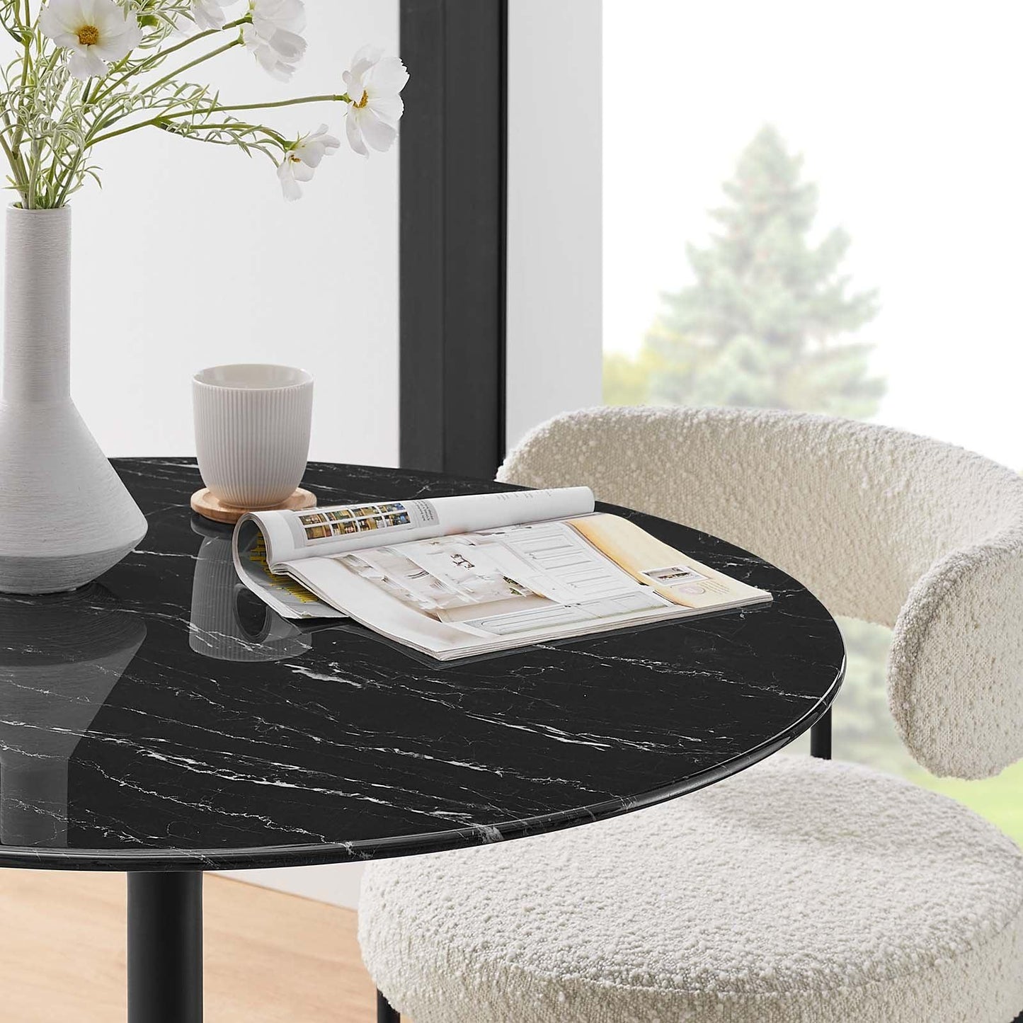 Lippa 36" Round Artificial Marble Dining Table, EEI-4868 FredCo