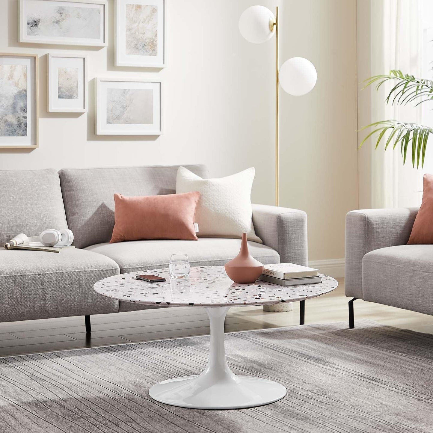 Lippa 36" Round Terrazzo Coffee Table, EEI-5719 FredCo
