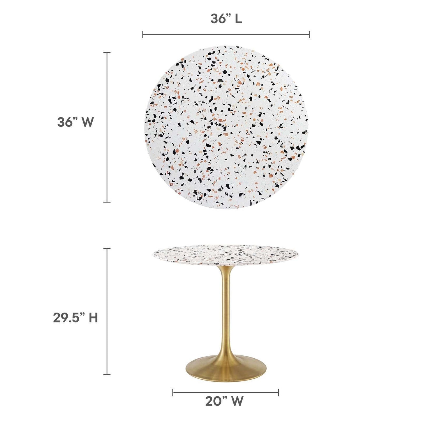 Lippa 36" Round Terrazzo Dining Table, EEI-5715 FredCo