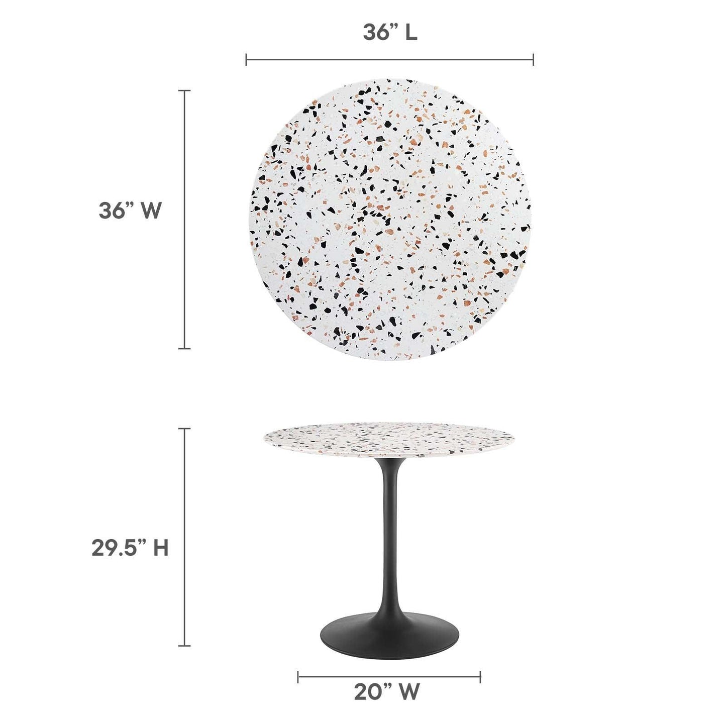 Lippa 36" Round Terrazzo Dining Table, EEI-5716 FredCo