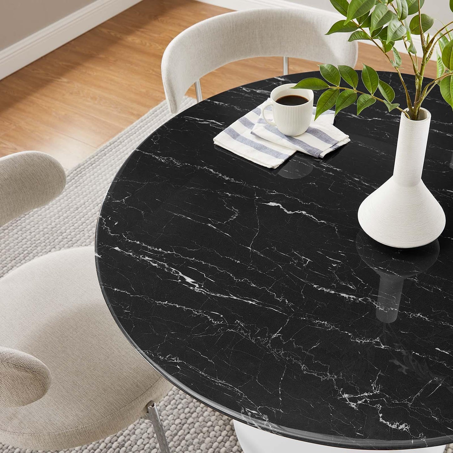Lippa 40" Round Artificial Marble Dining Table, EEI-5181 FredCo