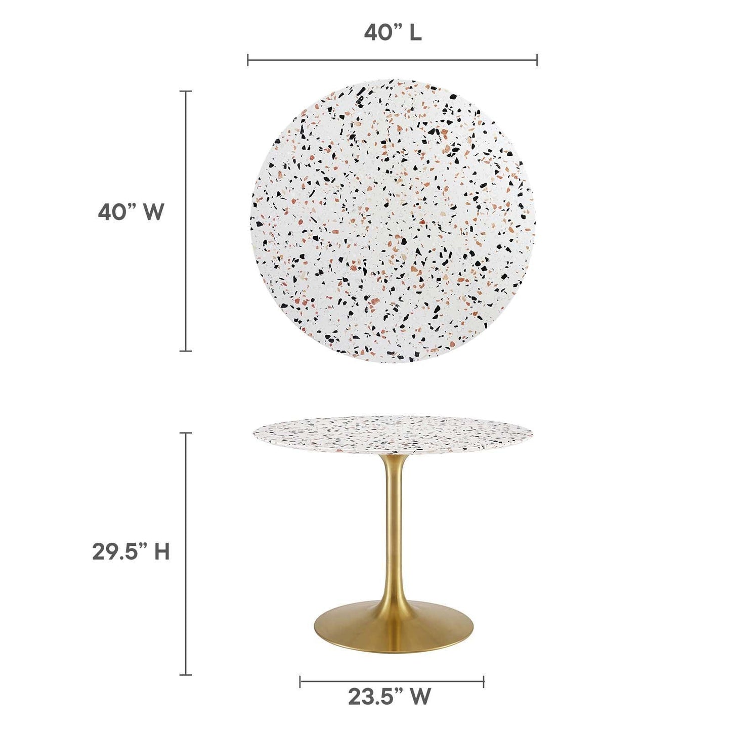 Lippa 40" Round Terrazzo Dining Table, EEI-5724 FredCo