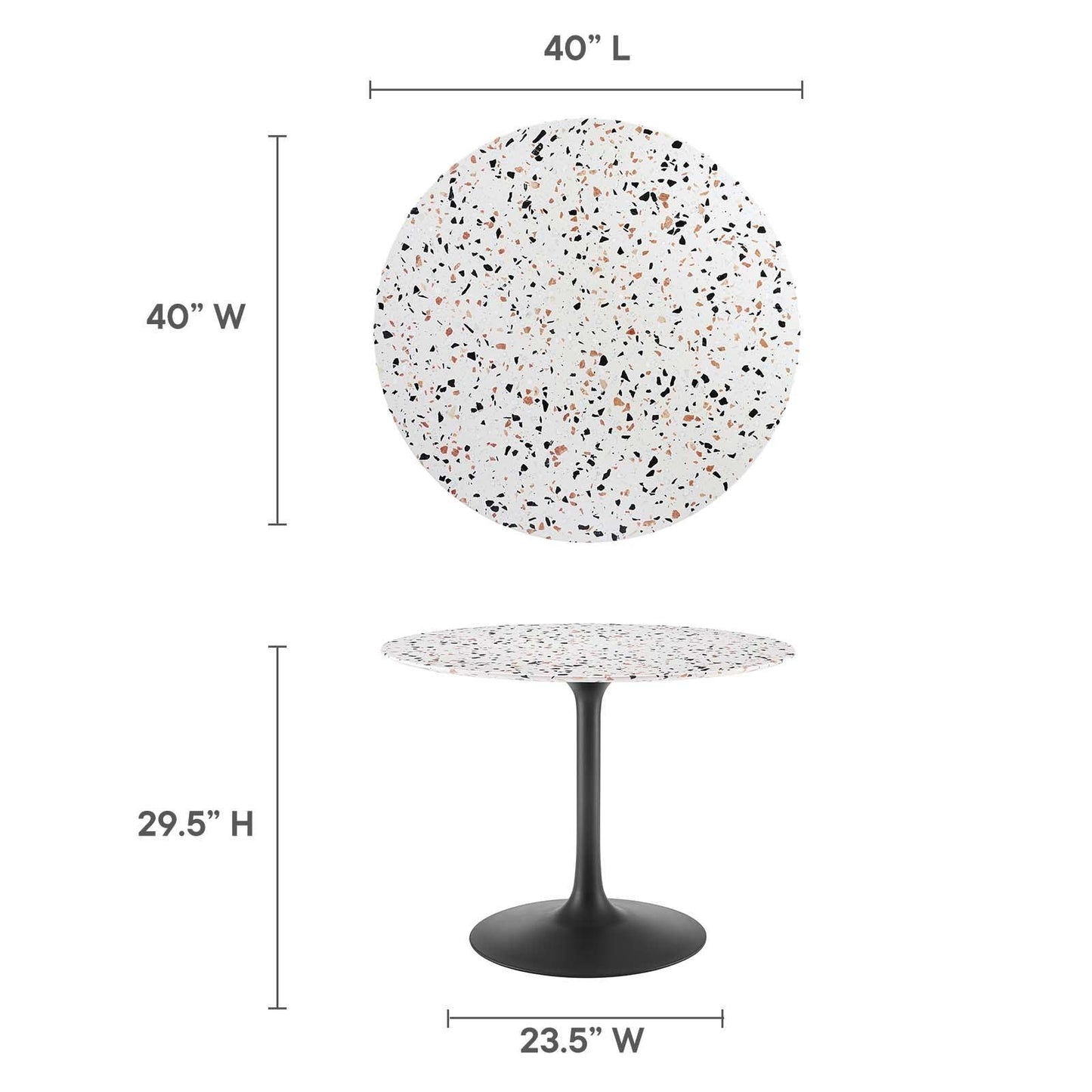 Lippa 40" Round Terrazzo Dining Table, EEI-5725 FredCo