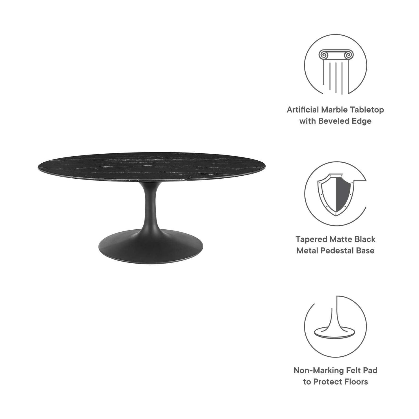 Lippa 42" Oval Artificial Marble Coffee Table, EEI-4885 FredCo