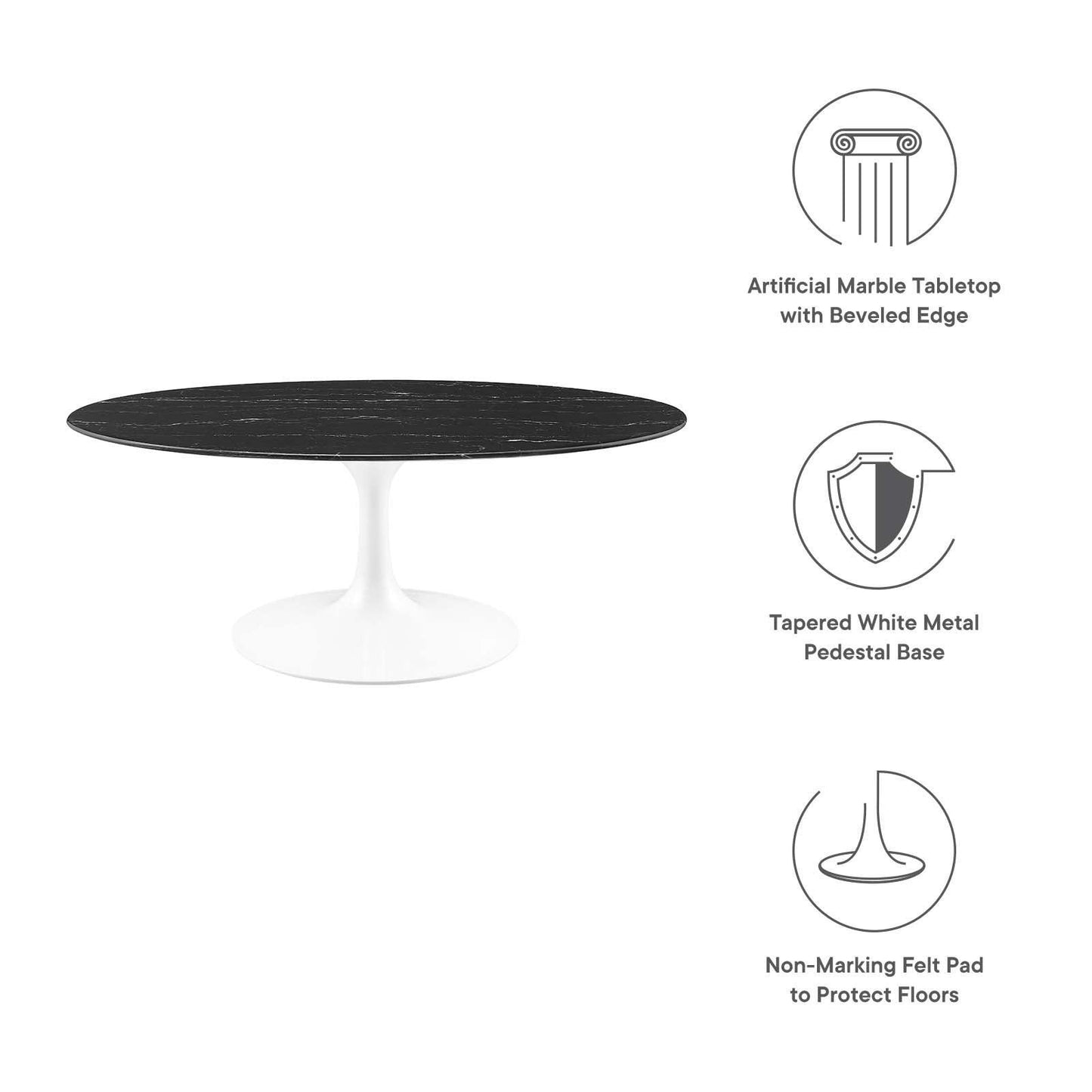 Lippa 42" Oval Artificial Marble Coffee Table, EEI-5192 FredCo