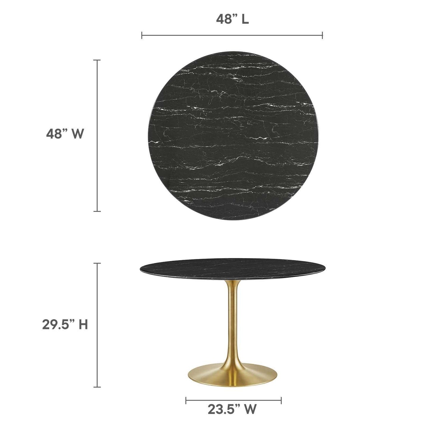 Lippa 48" Round Artificial Marble Dining Table FredCo
