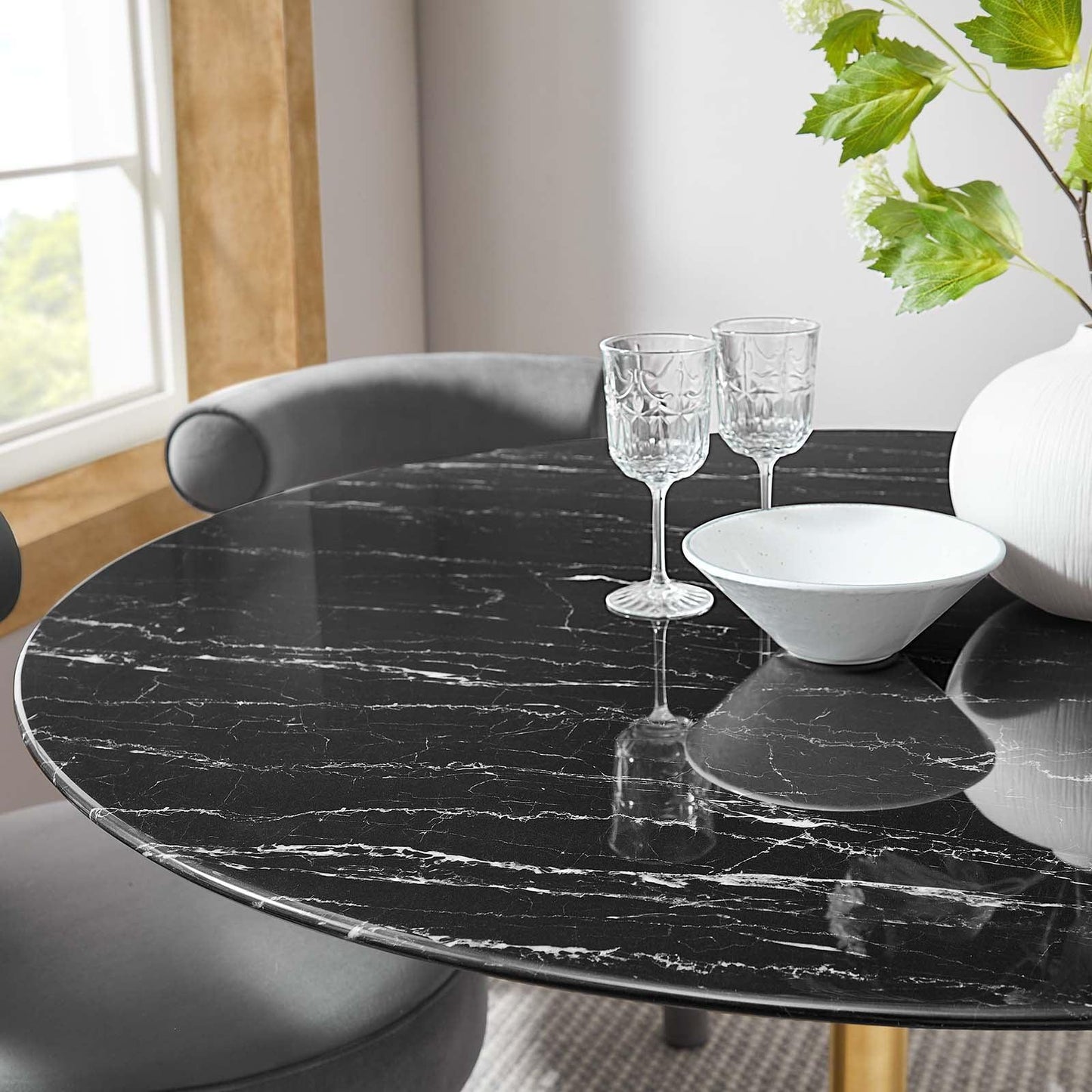Lippa 48" Round Artificial Marble Dining Table FredCo
