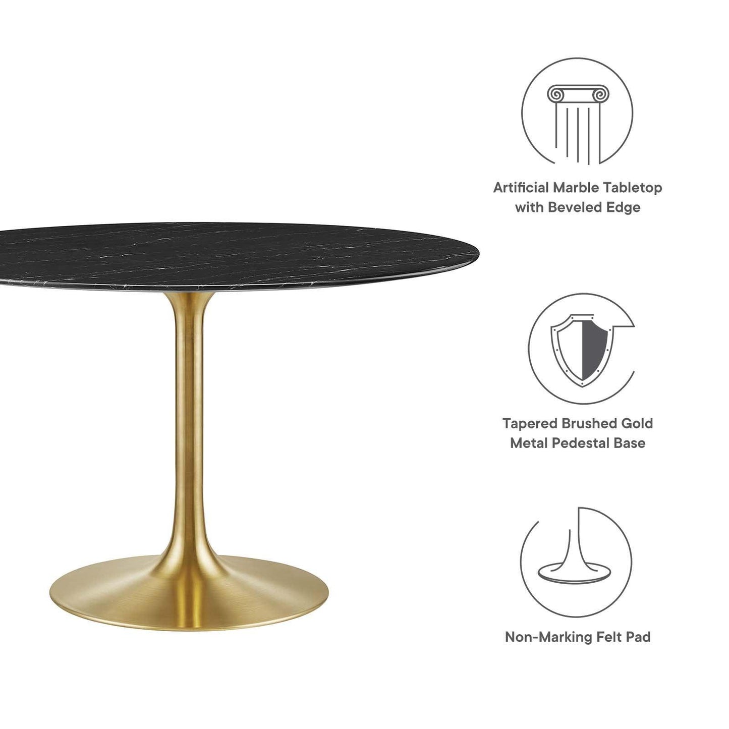 Lippa 48" Round Artificial Marble Dining Table FredCo