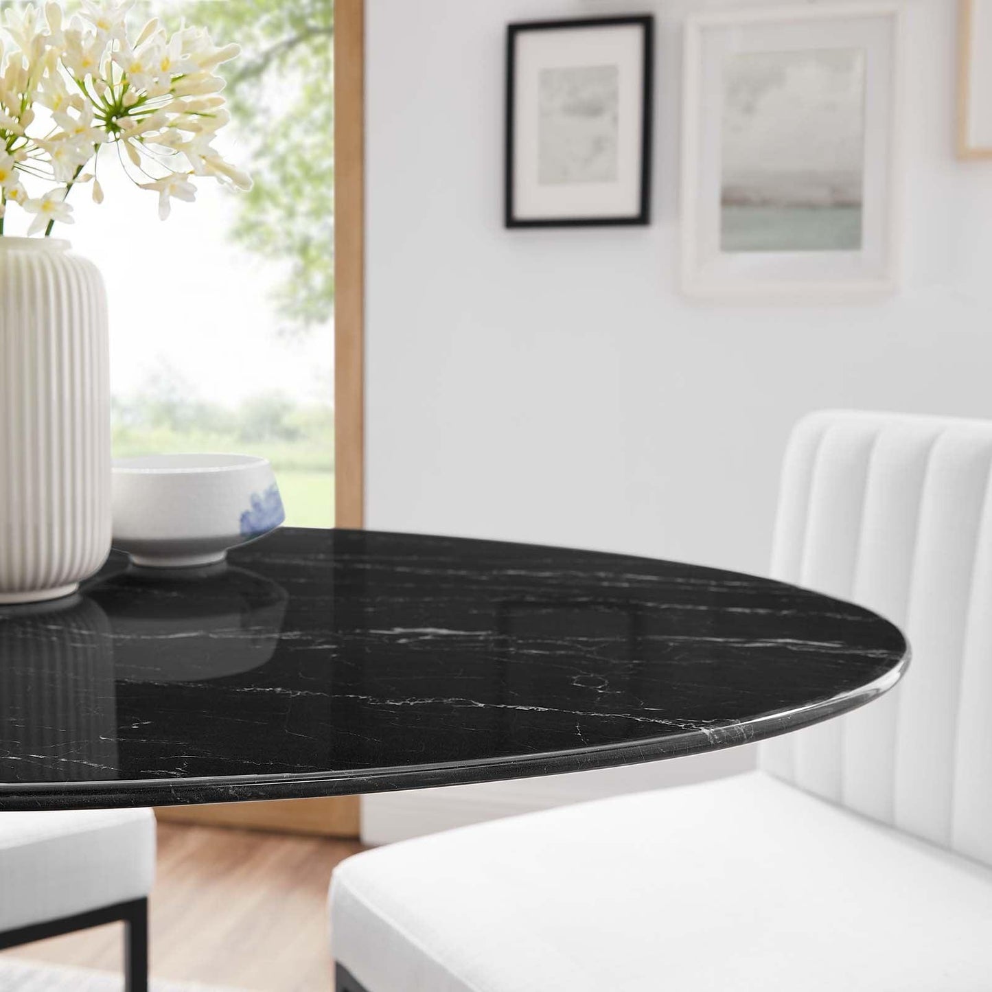 Lippa 48" Round Artificial Marble Dining Table, EEI-4870 FredCo