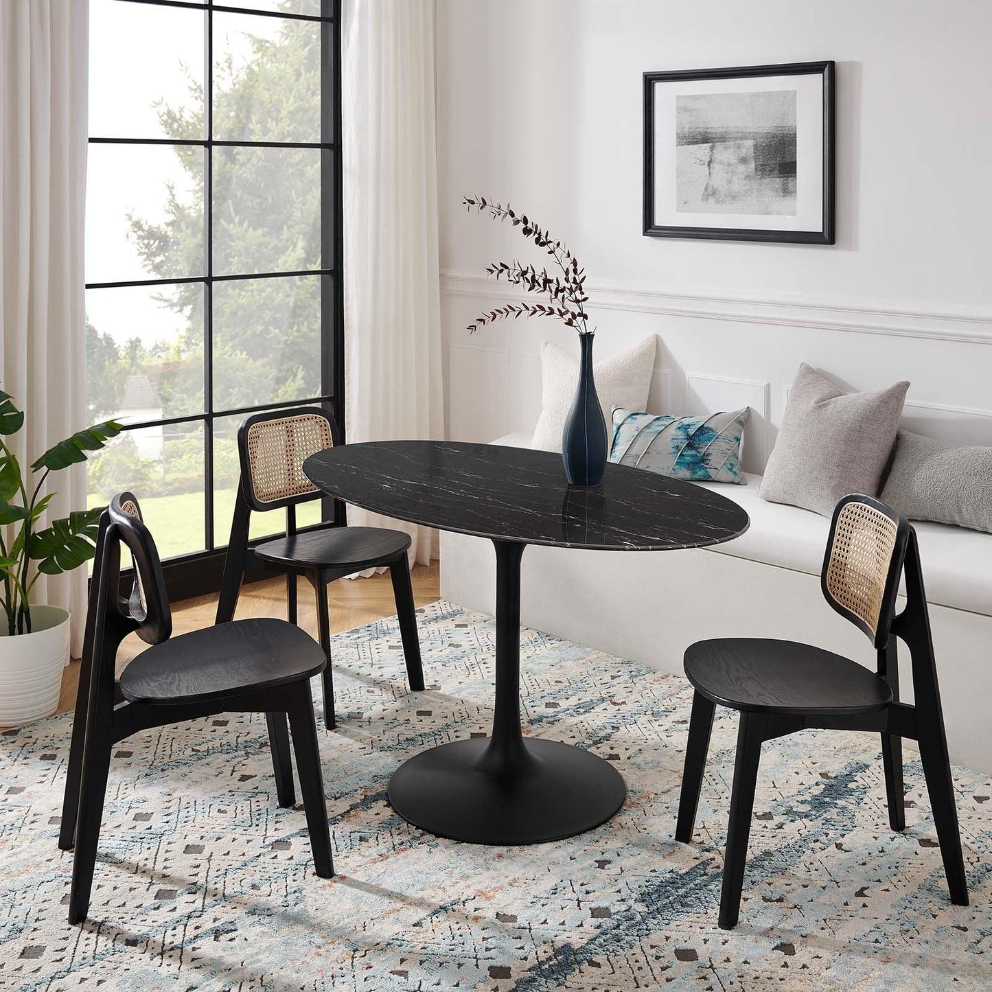 Lippa 54" Oval Artificial Marble Dining Table, EEI-4880 FredCo