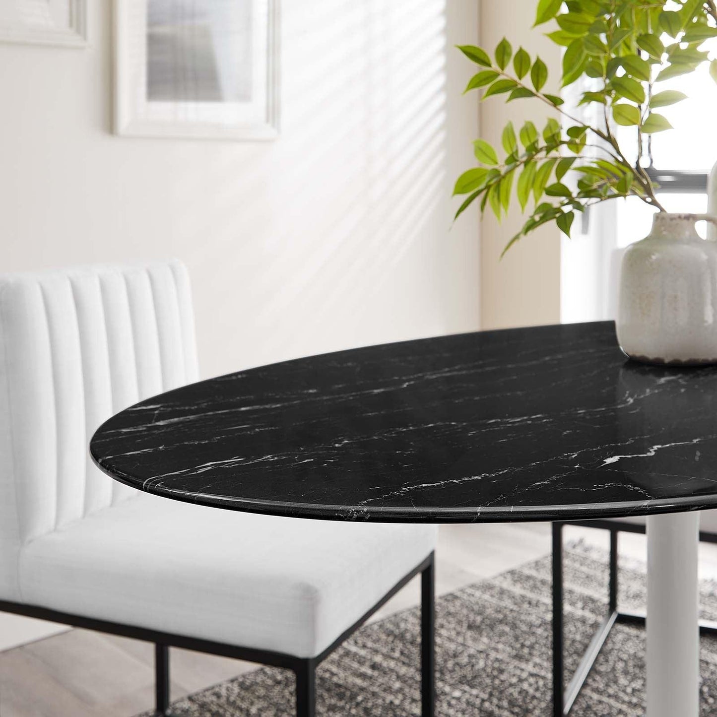 Lippa 54" Oval Artificial Marble Dining Table, EEI-5185 FredCo