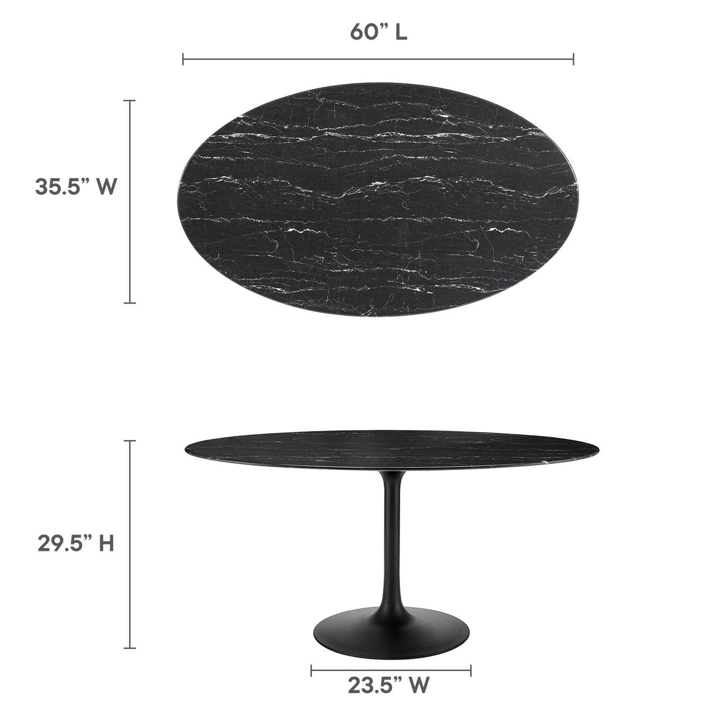 Lippa 60" Oval Artificial Marble Dining Table, EEI-4881 FredCo