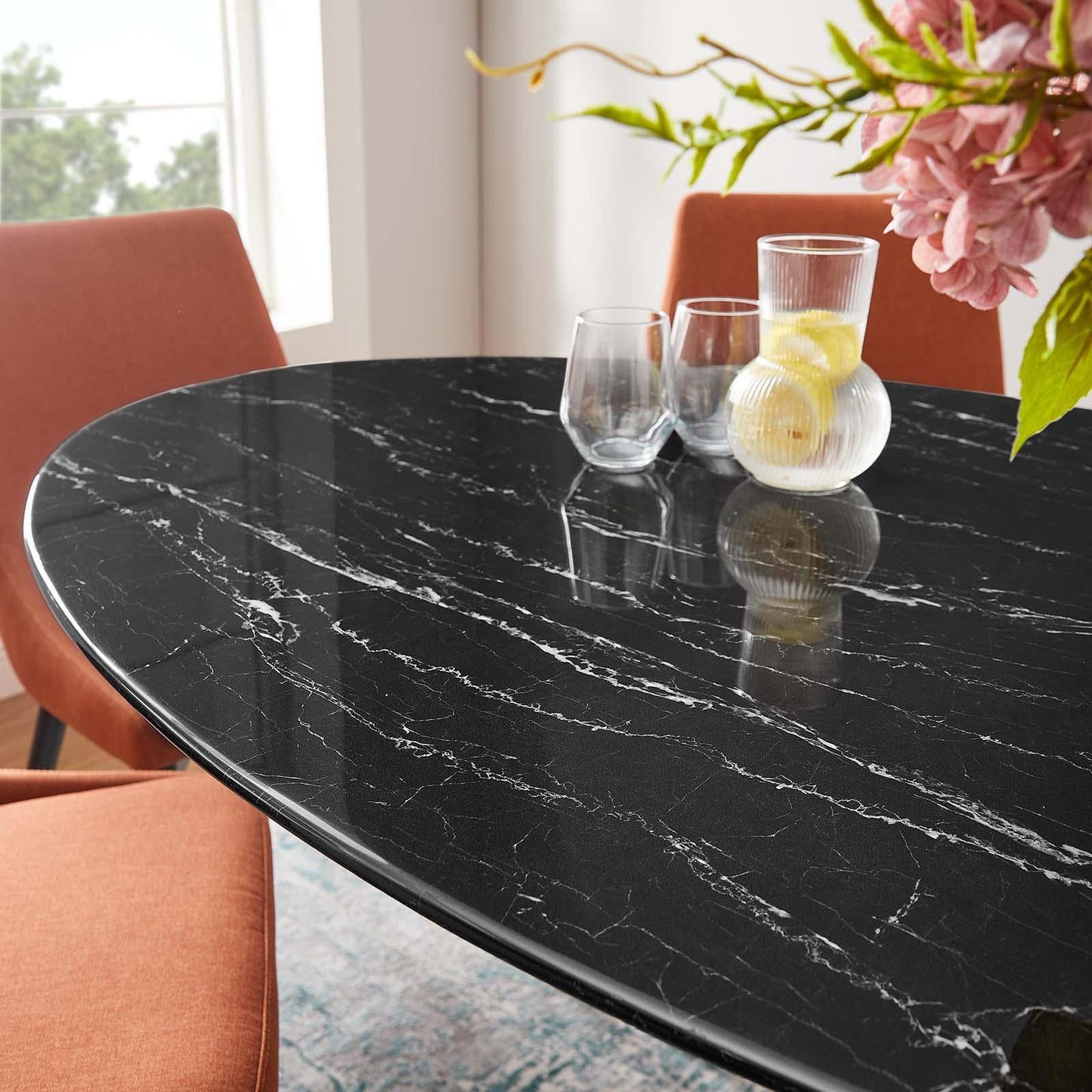 Lippa 60" Oval Artificial Marble Dining Table, EEI-4881 FredCo