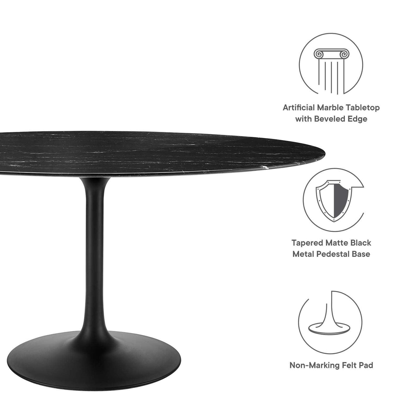 Lippa 60" Oval Artificial Marble Dining Table, EEI-4881 FredCo