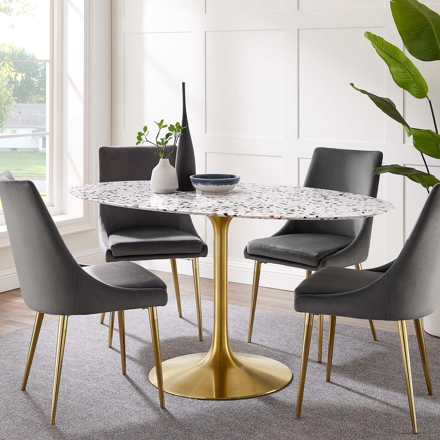 Lippa 60" Oval Terrazzo Dining Table, EEI-5736 FredCo