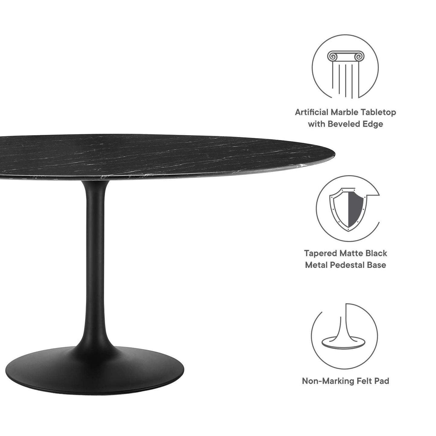 Lippa 60" Round Artificial Marble Dining Table, EEI-4879 FredCo