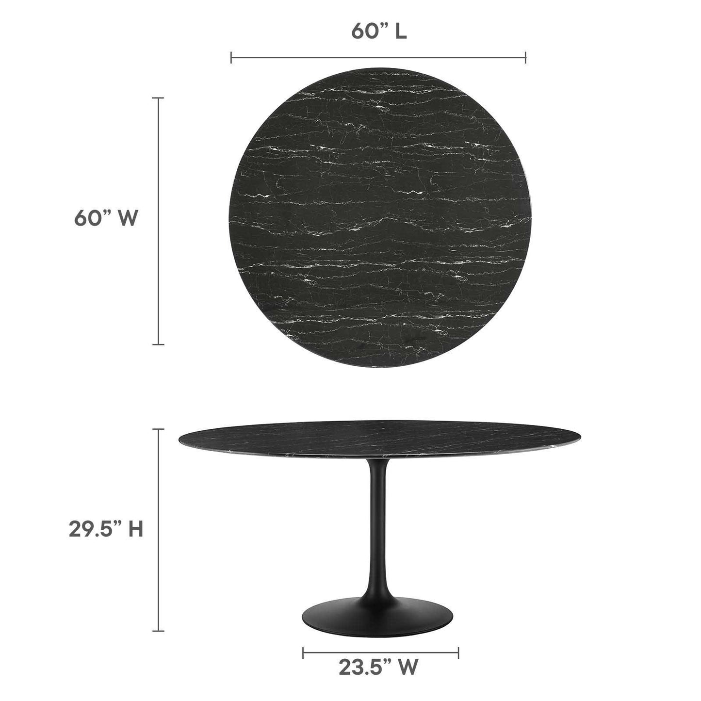 Lippa 60" Round Artificial Marble Dining Table, EEI-4879 FredCo