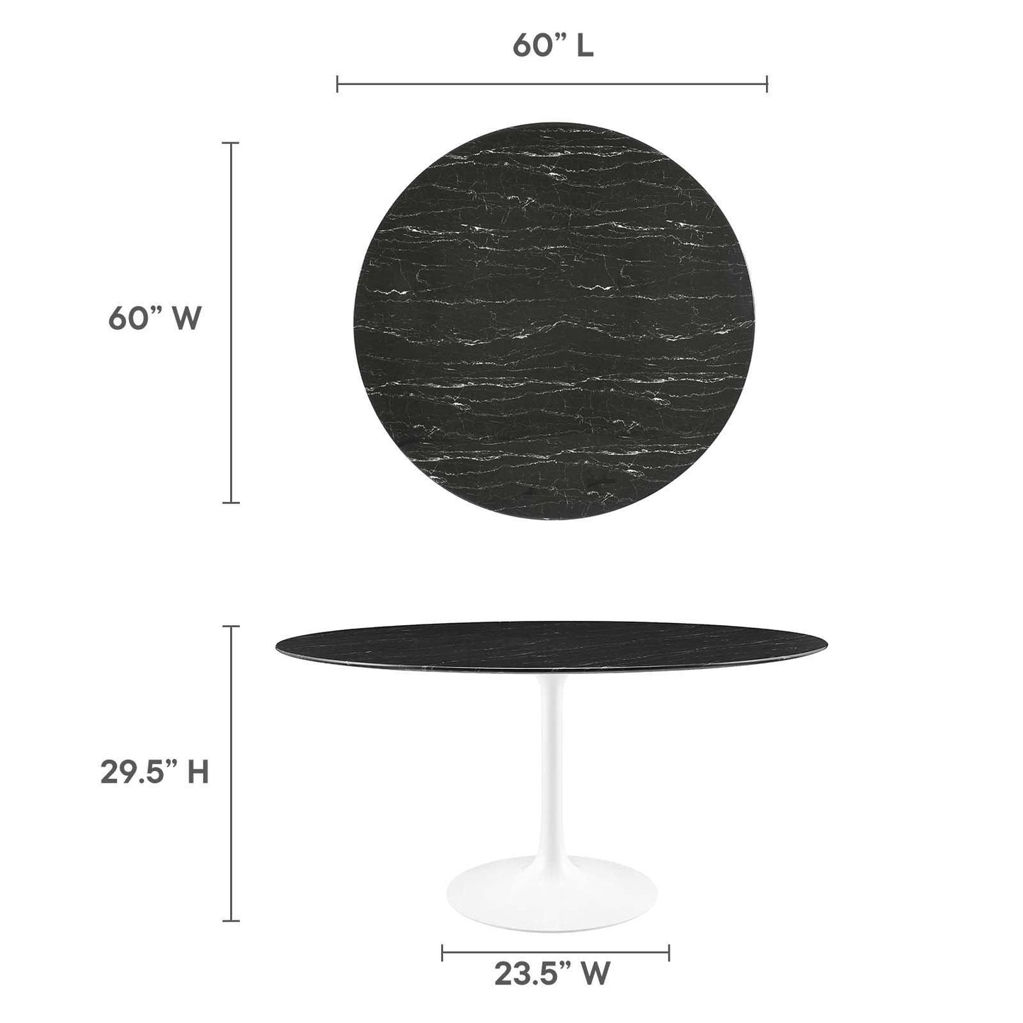 Lippa 60" Round Artificial Marble Dining Table, EEI-5184 FredCo