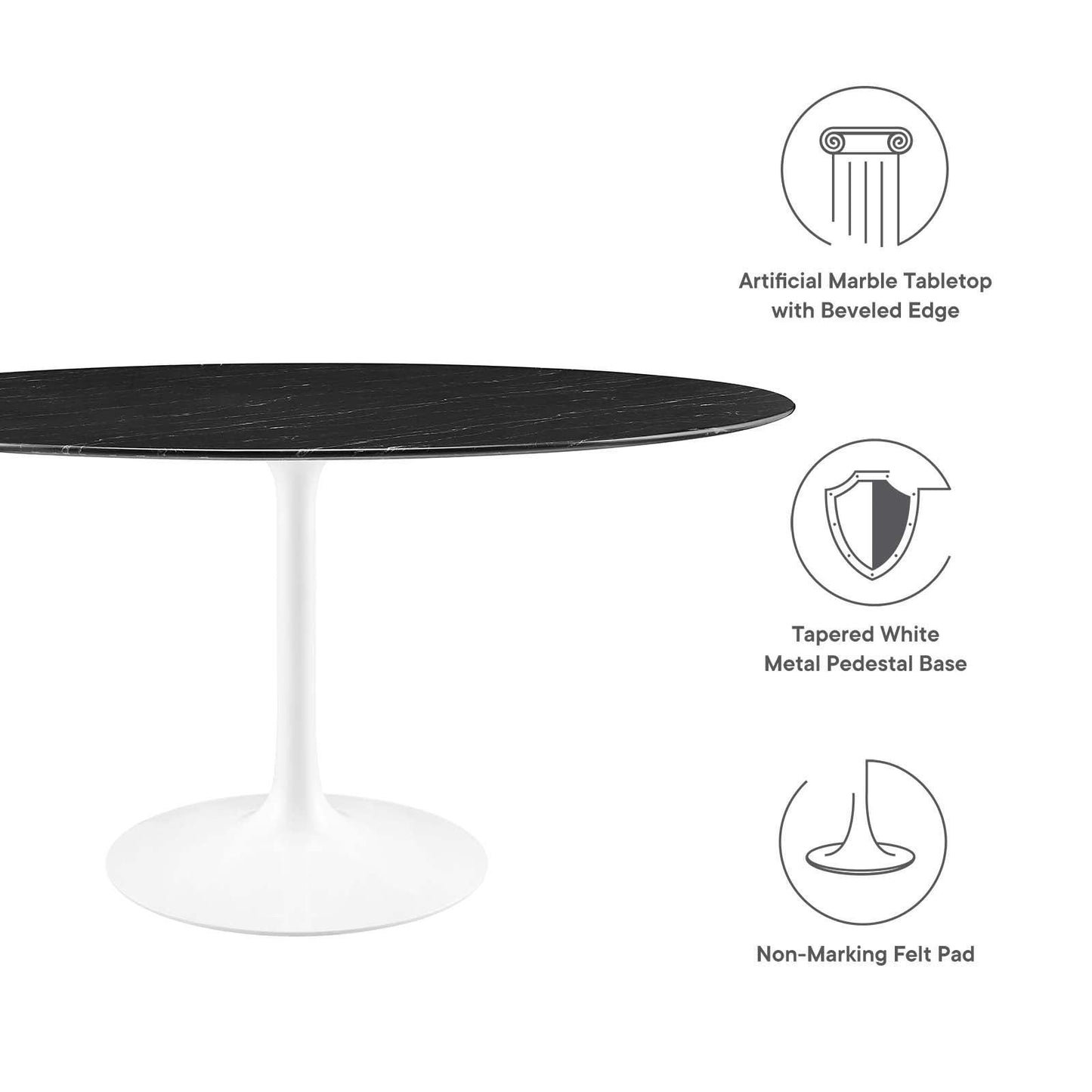 Lippa 60" Round Artificial Marble Dining Table, EEI-5184 FredCo