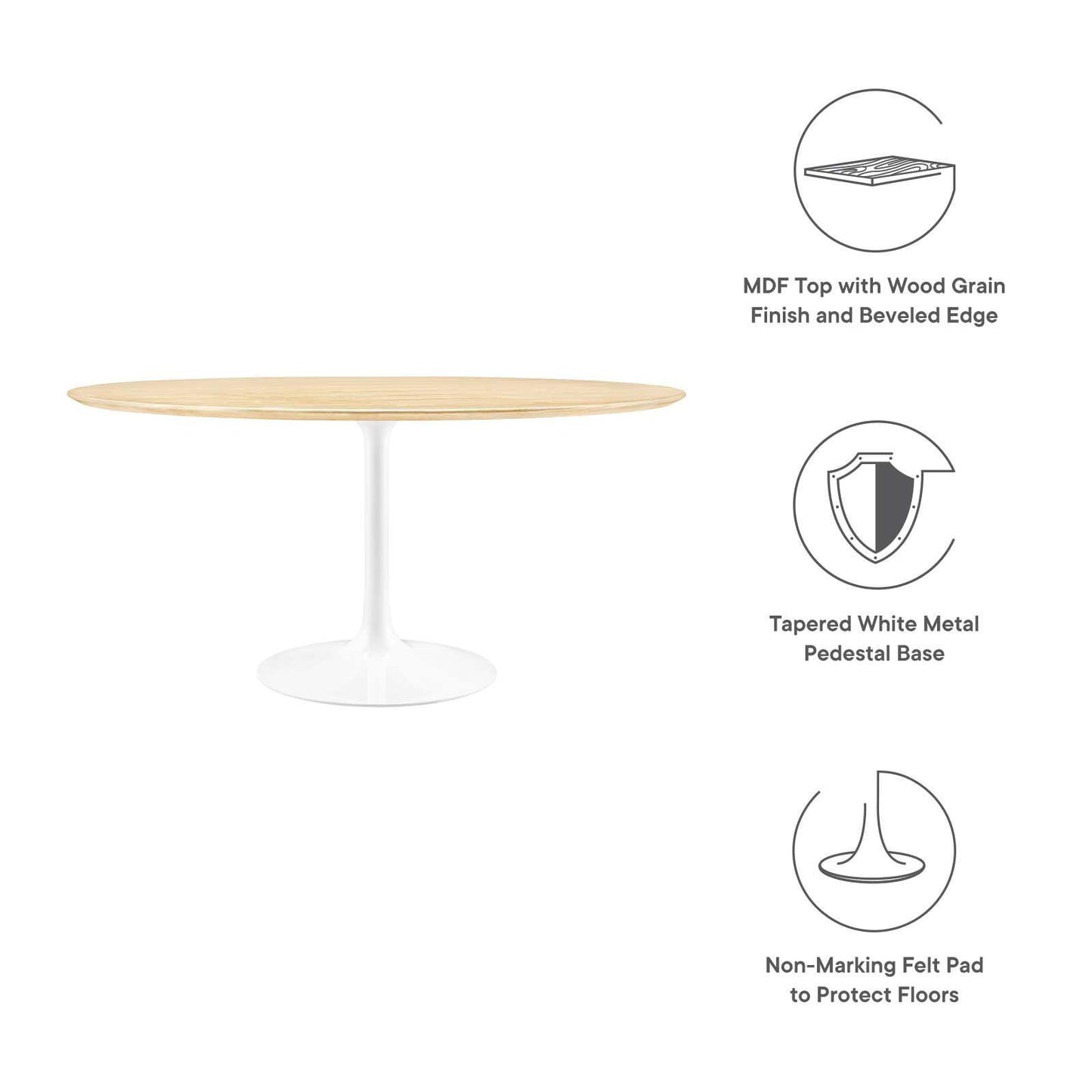 Lippa 60" Round Dining Table, EEI-5176 FredCo