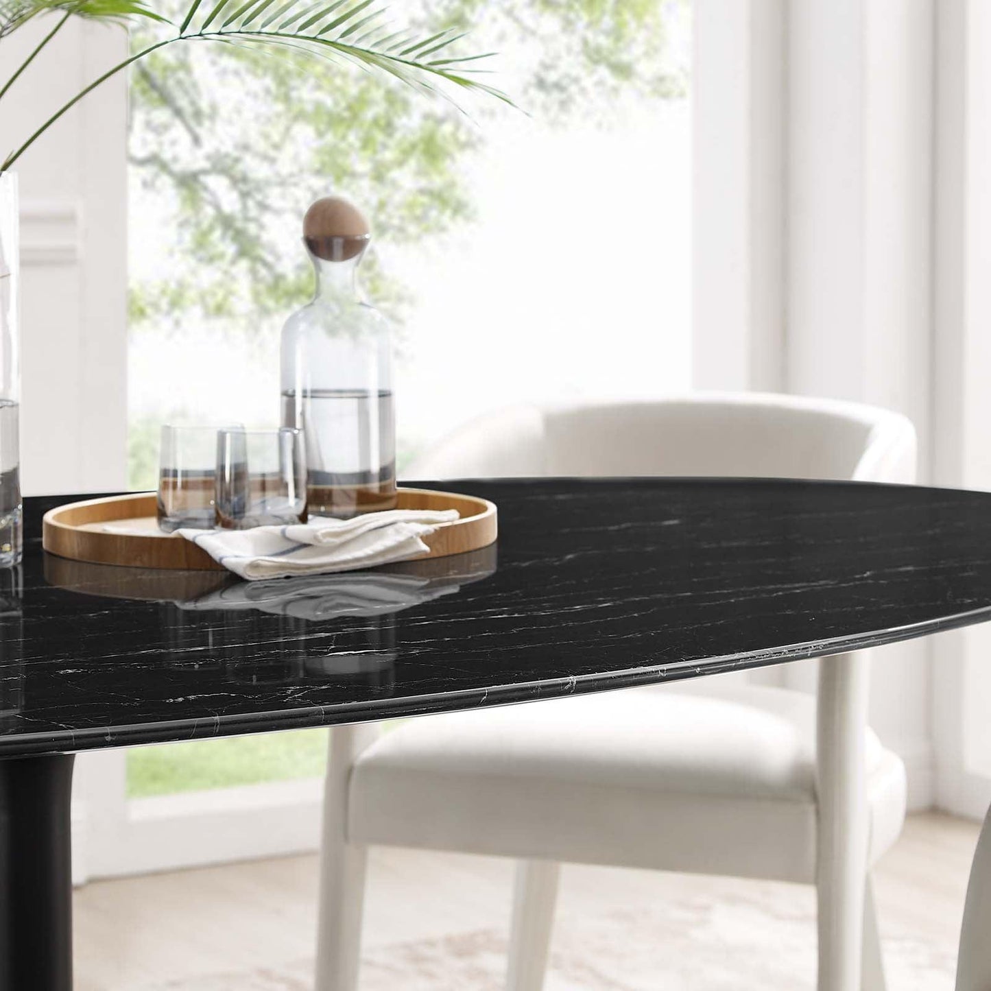 Lippa 78" Oval Artificial Marble Dining Table, EEI-4889 FredCo