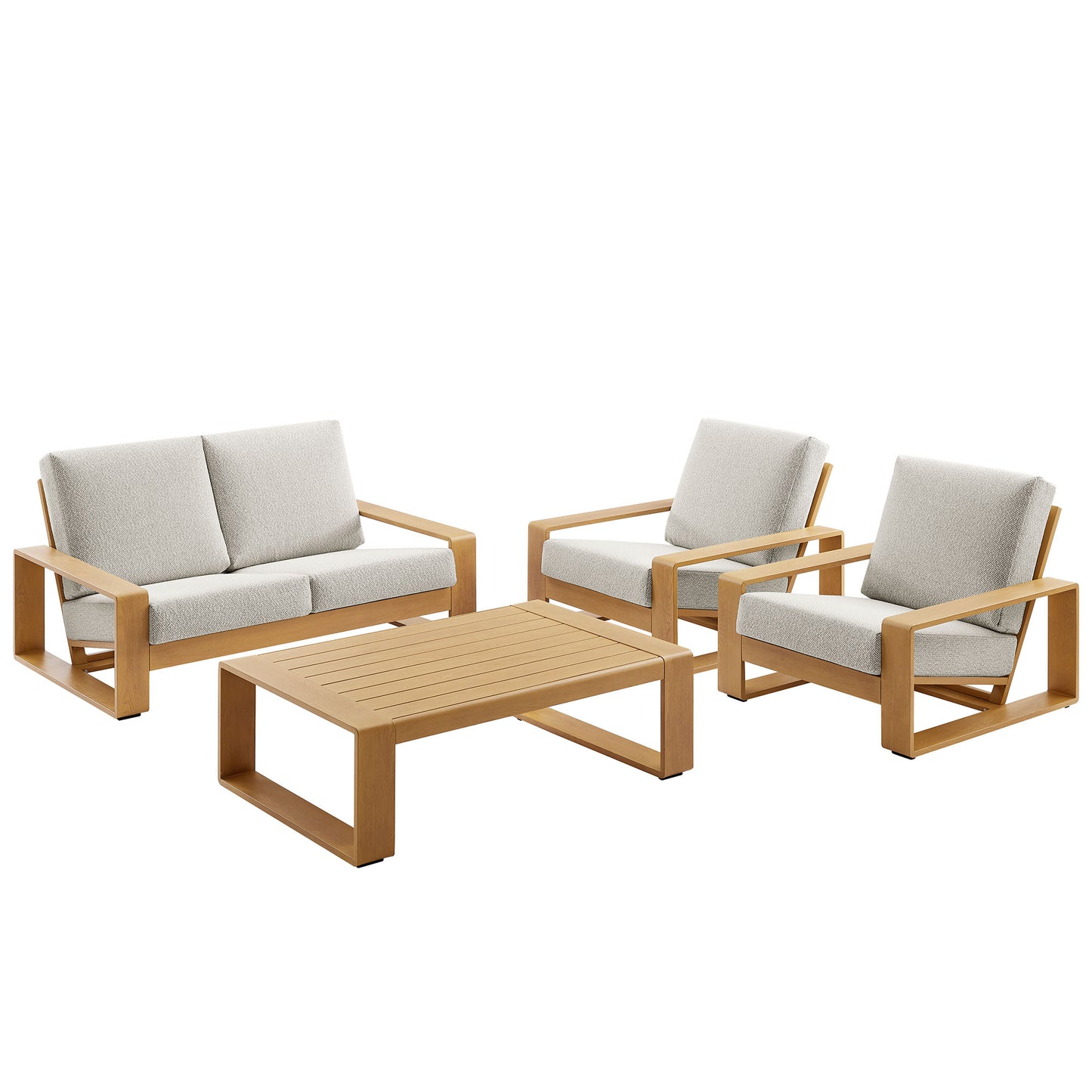 Lirienne 4-Piece Outdoor Patio Aluminum Faux Wood Furniture Set by Modway EEI-7322 FredCo