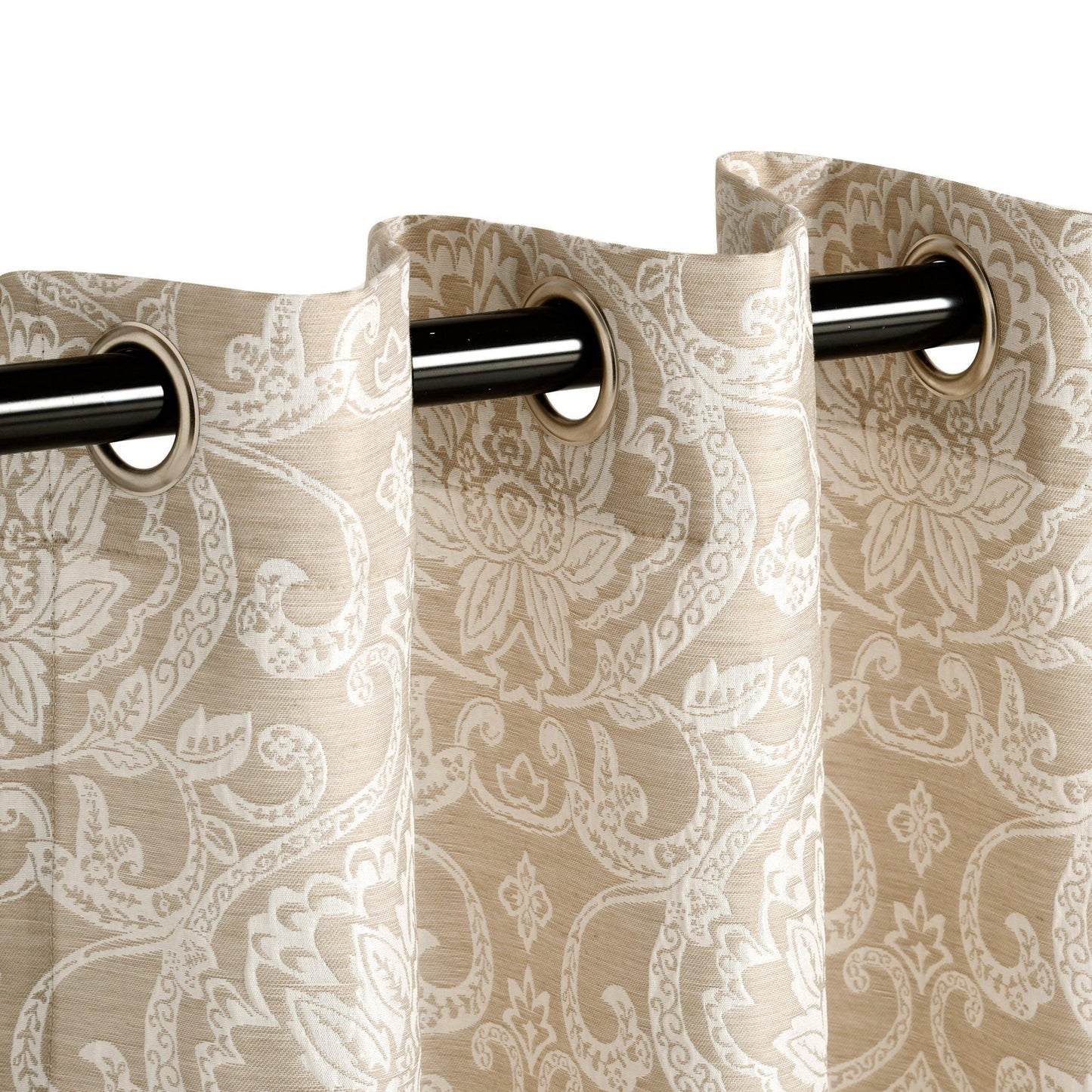 Lotus Light Filtering Floral Damask Jacquard Curtain Set FredCo