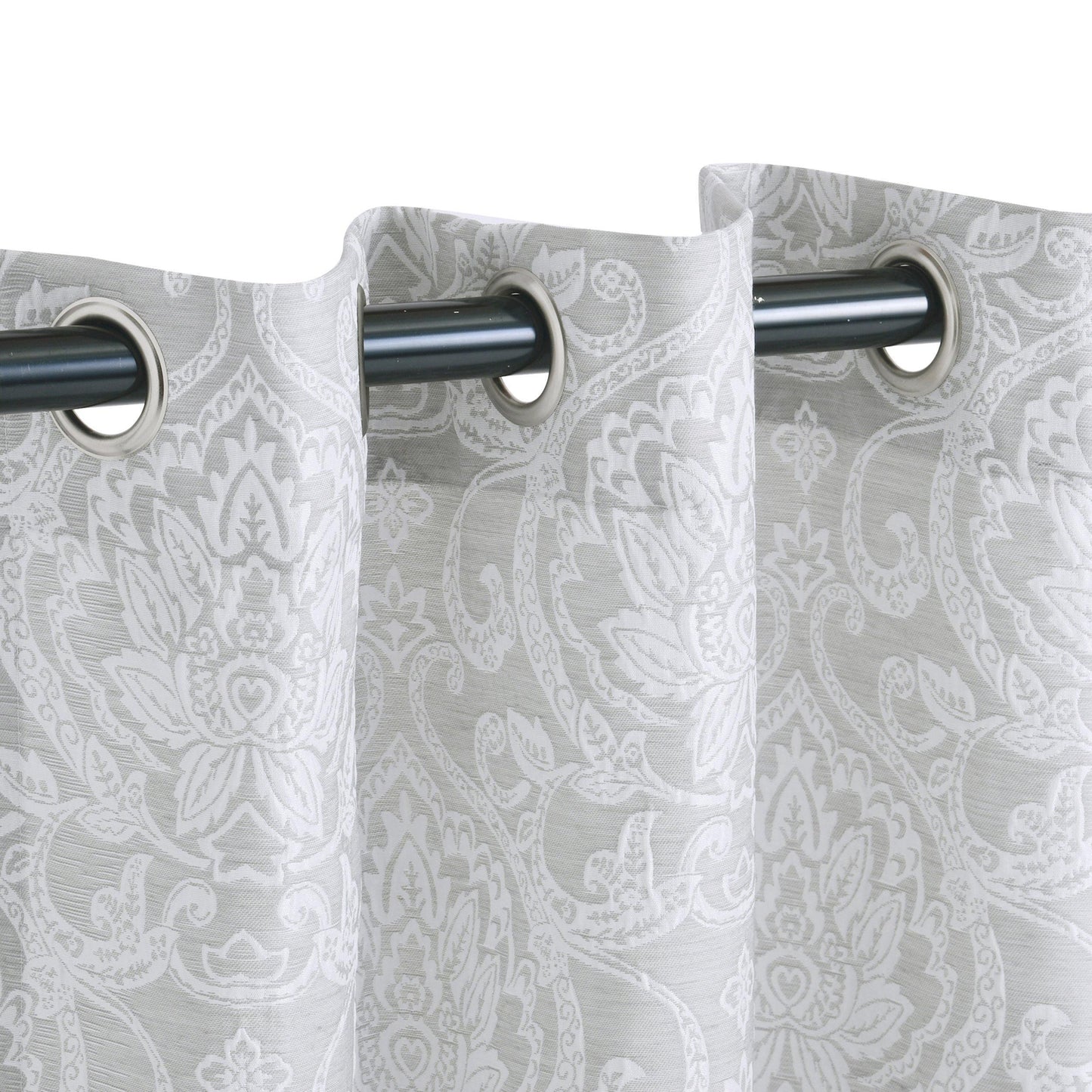Lotus Light Filtering Floral Damask Jacquard Curtain Set FredCo
