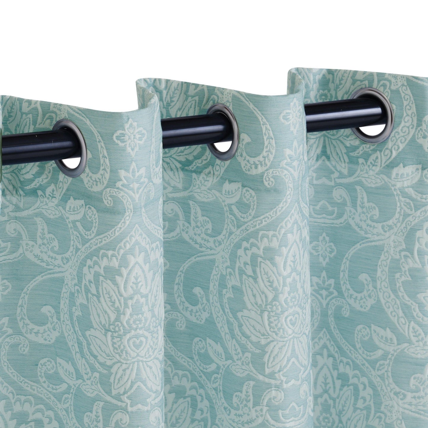 Lotus Light Filtering Floral Damask Jacquard Curtain Set FredCo