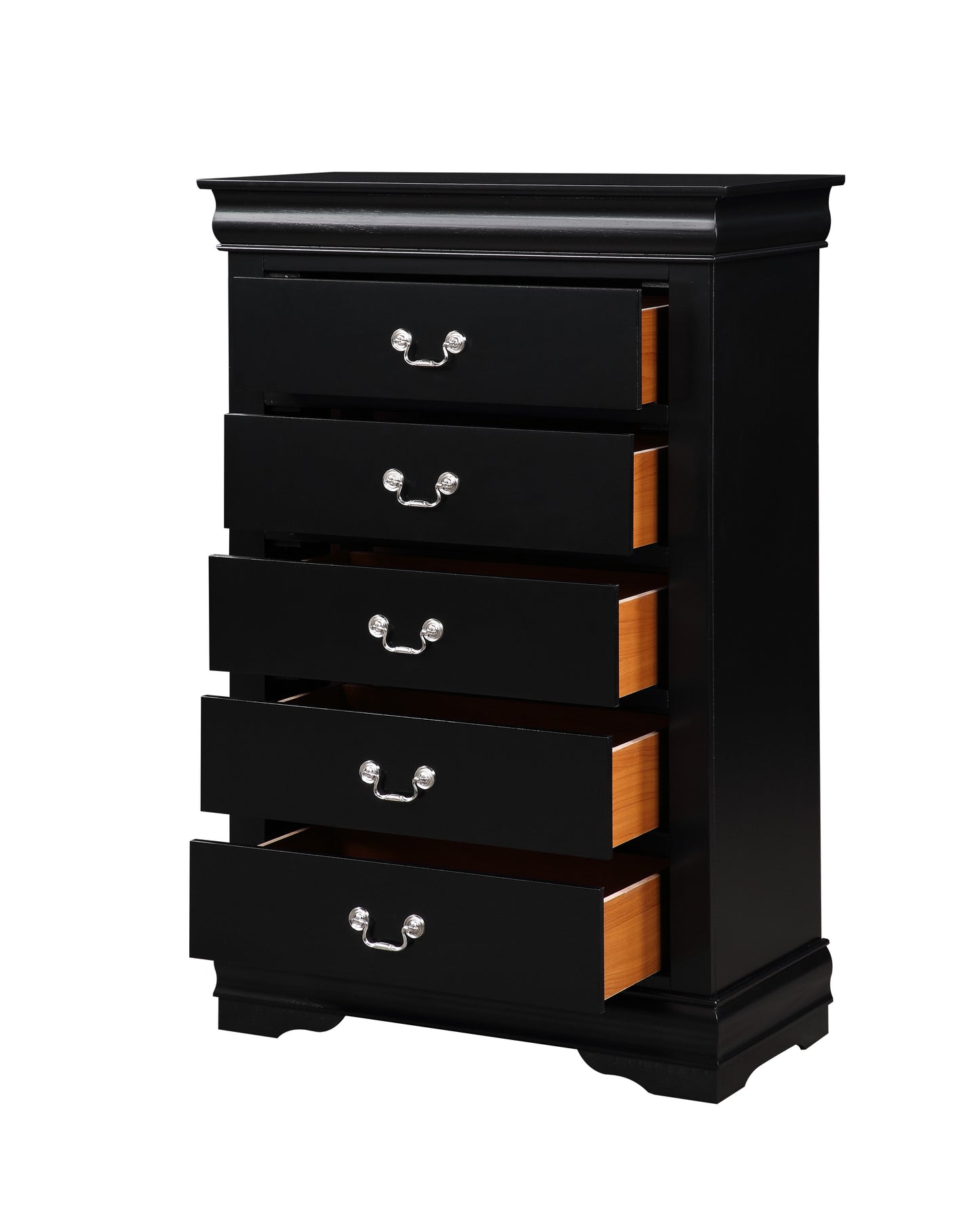Louis Philippe Black Finish 4PCS Bedroom Set(E. King) FredCo