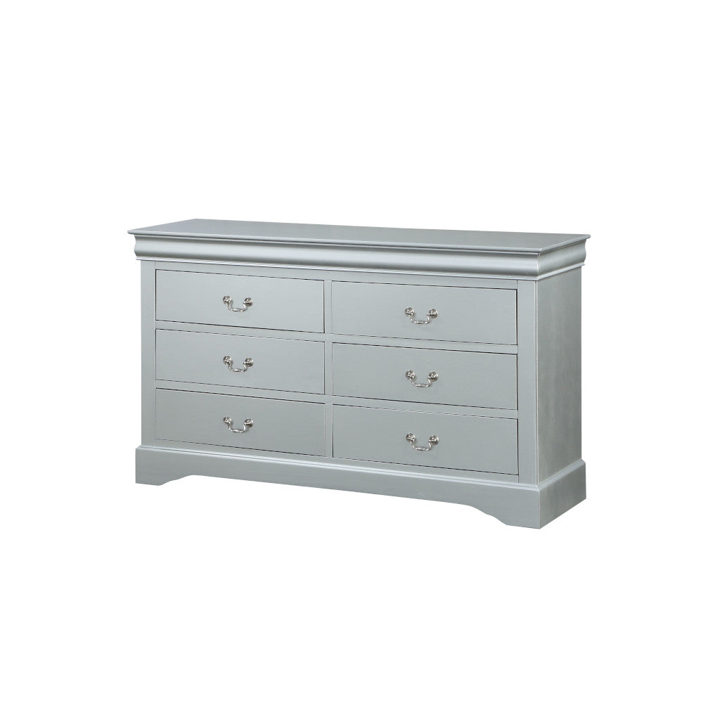 Louis Philippe Platinum Finish 4 PCS Bedroom Set (E. King) FredCo