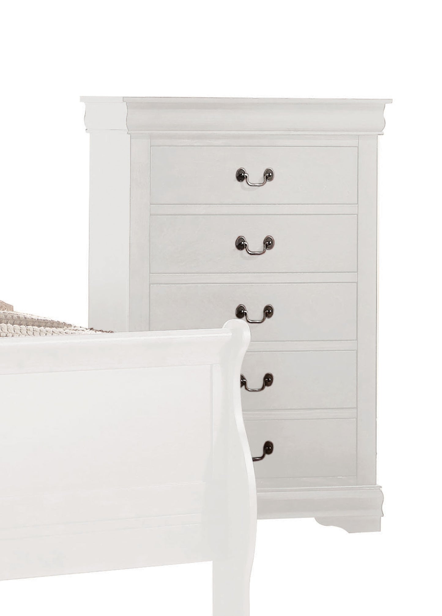 Louis Philippe White Finish 4 PCS Bedroom Set (E. King) FredCo