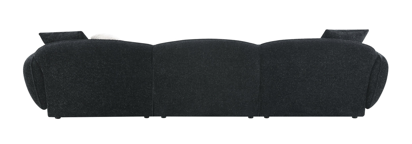 Lucifer Black & White Shimmer Fabric Sectional Sofa w/3 Pillows FredCo