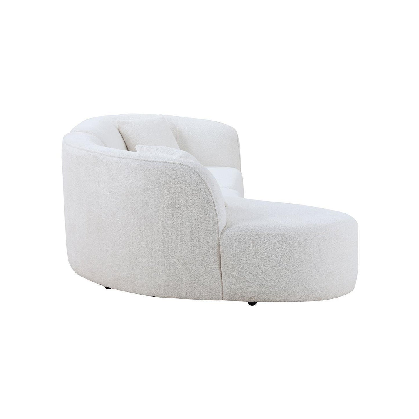 Luxury Modern Style Curved Sofa with Chaise 2-Piece Set, Boucle Couch, White FredCo