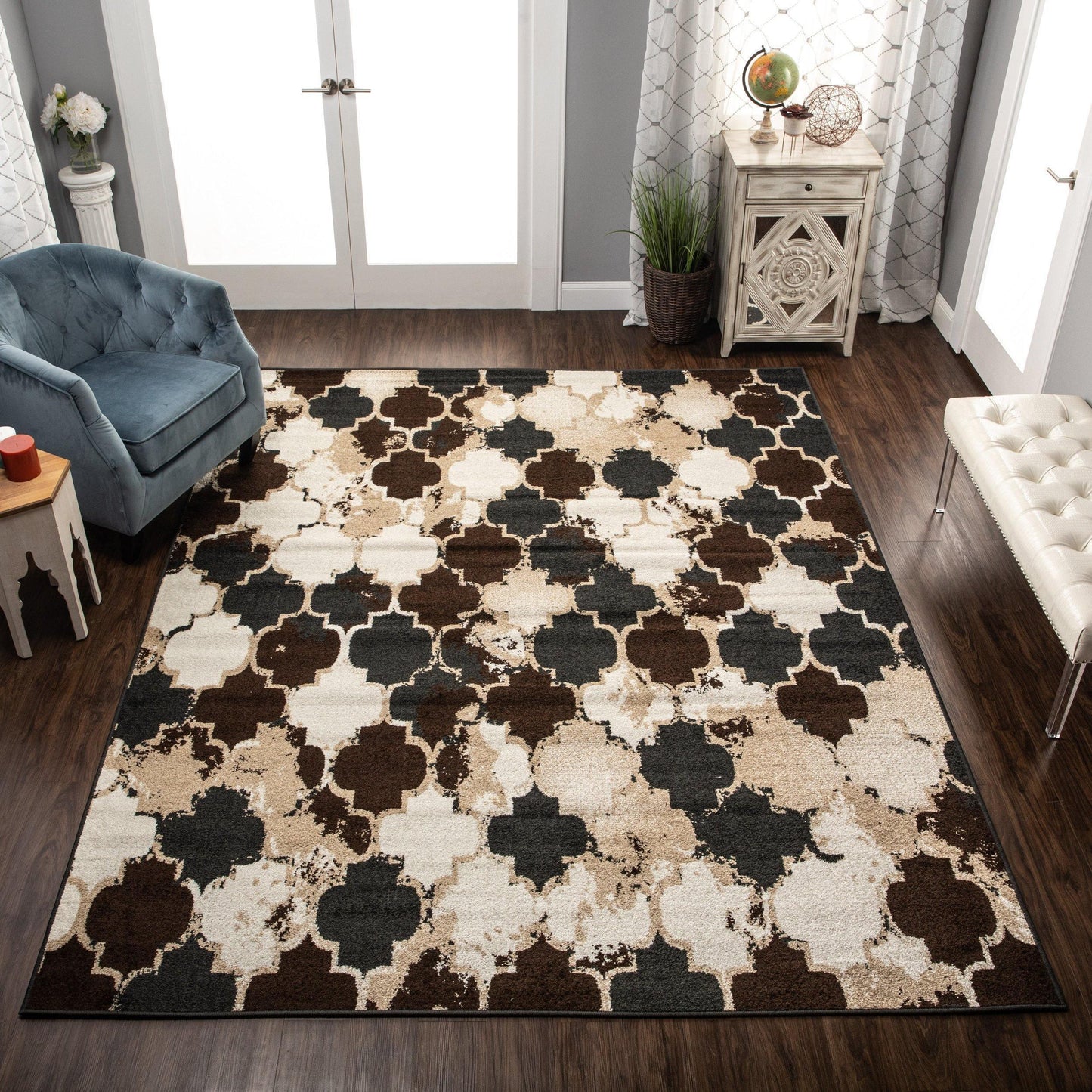 Makinley Modern Moroccan Distressed Trellis Rug FredCo