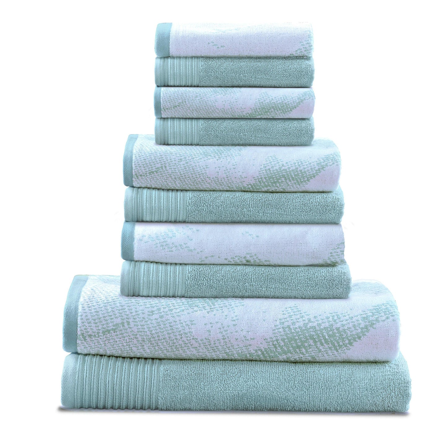 Marble Effect Cotton Absorbent Textured Ultra-Plush 10-Piece Towel Set FredCo