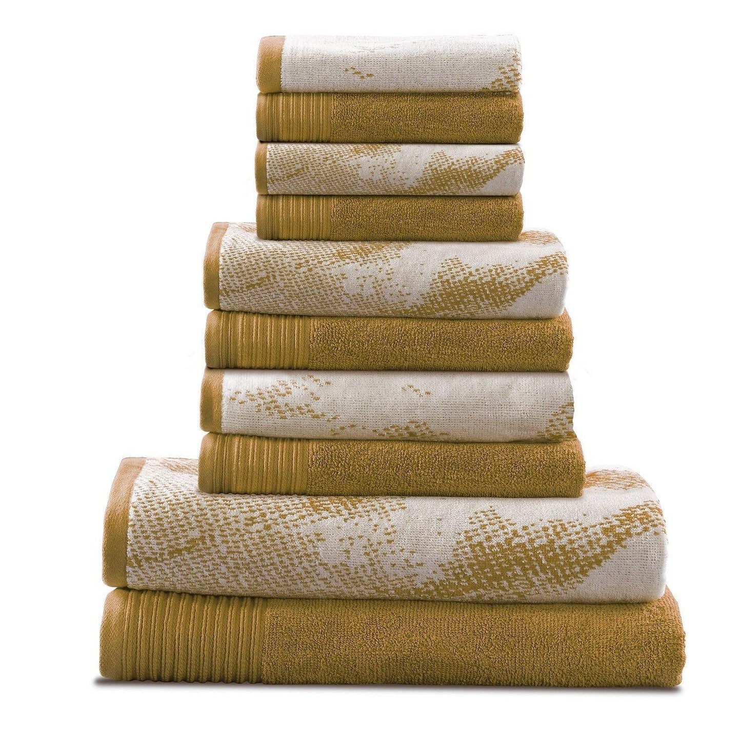 Marble Effect Cotton Absorbent Textured Ultra-Plush 10-Piece Towel Set FredCo