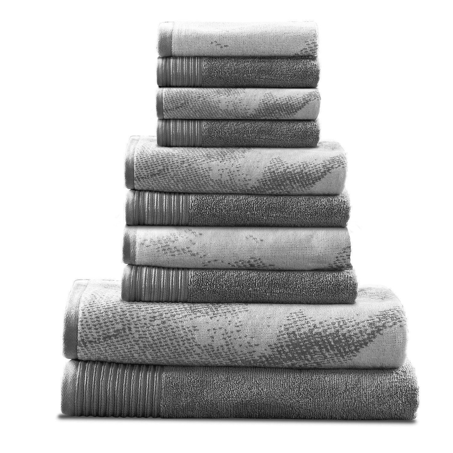 Marble Effect Cotton Absorbent Textured Ultra-Plush 10-Piece Towel Set FredCo