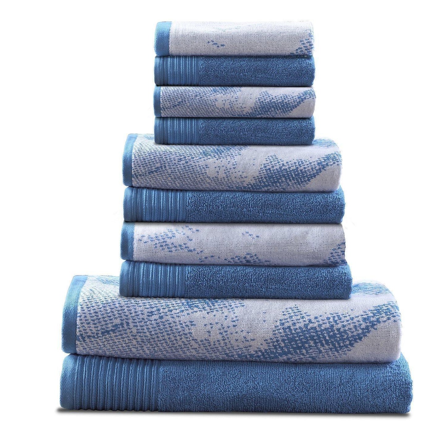 Marble Effect Cotton Absorbent Textured Ultra-Plush 10-Piece Towel Set FredCo