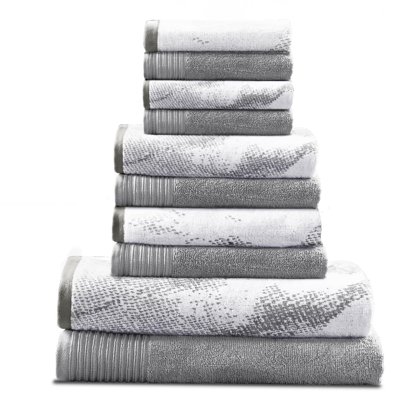 Marble Effect Cotton Absorbent Textured Ultra-Plush 10-Piece Towel Set FredCo
