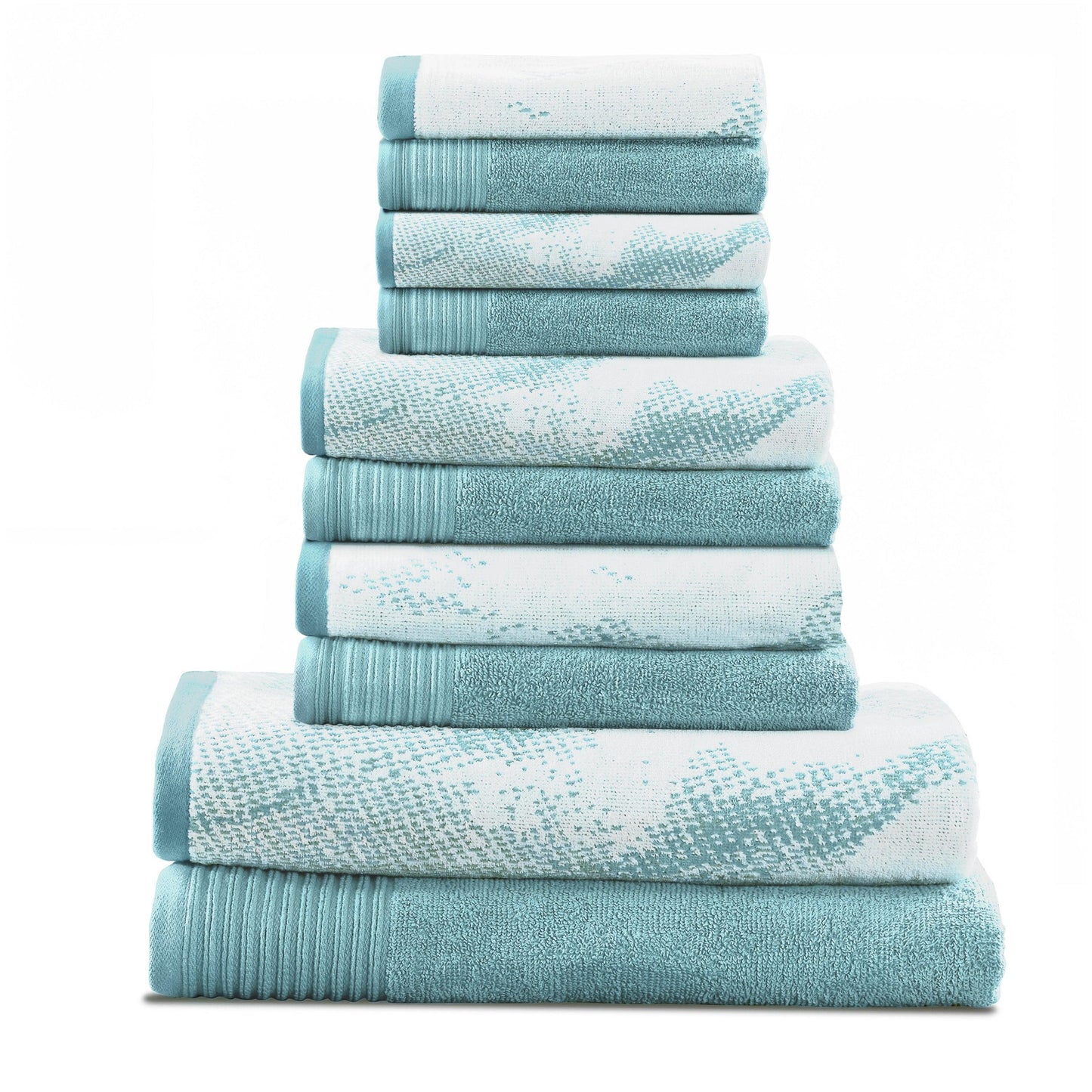 Marble Effect Cotton Absorbent Textured Ultra-Plush 10-Piece Towel Set FredCo