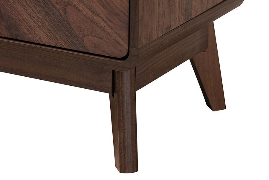 Markell Mid-Century Transitional Walnut Brown Finished Wood 2-Drawer Nightstand FredCo