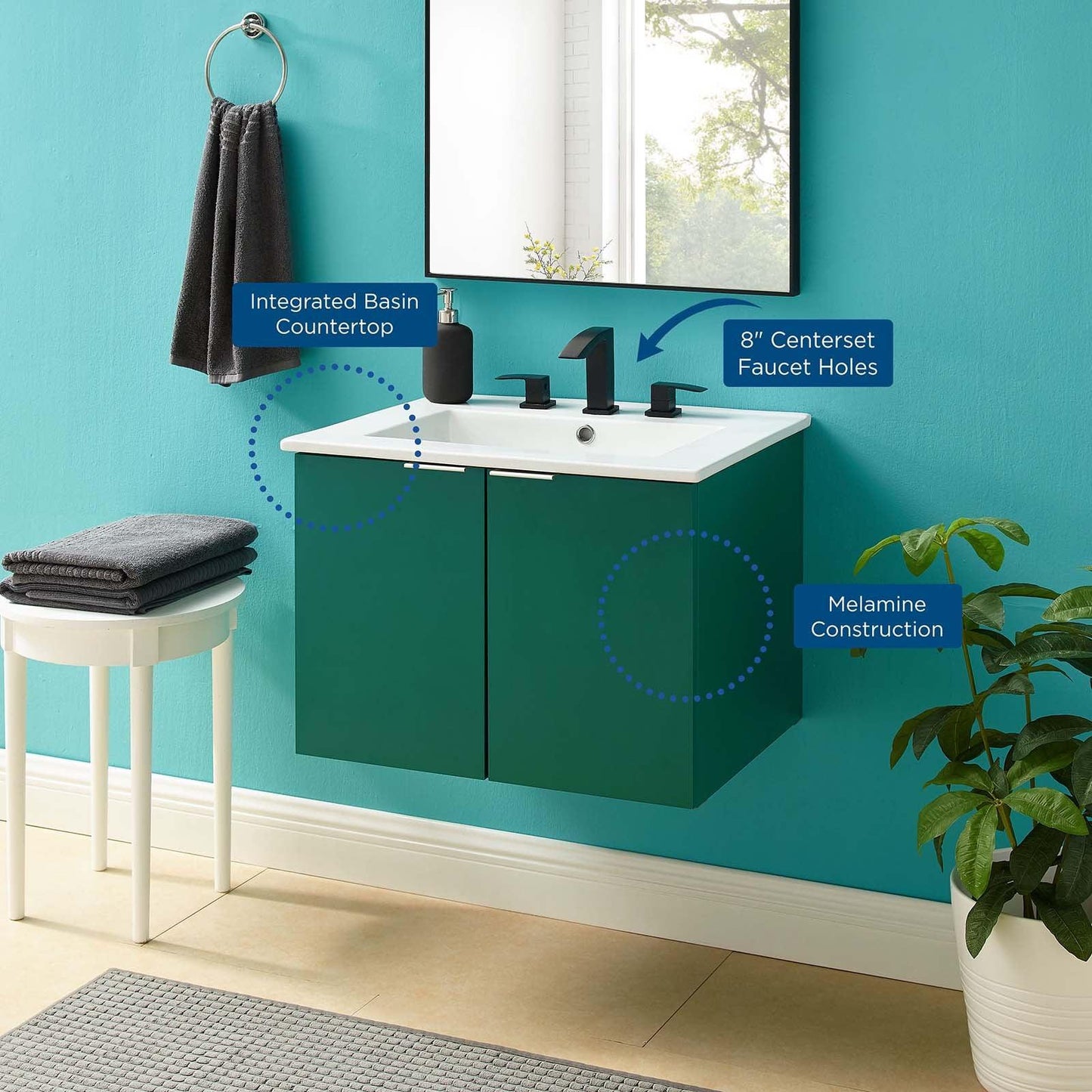 Maybelle 24" Wall-Mount Bathroom Vanity, EEI-5379 FredCo