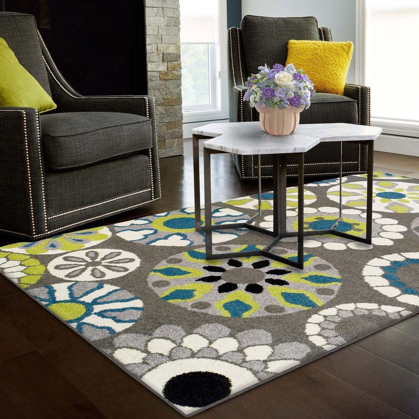 Medallion Oriental Contemporary Floral Baroque Rug FredCo