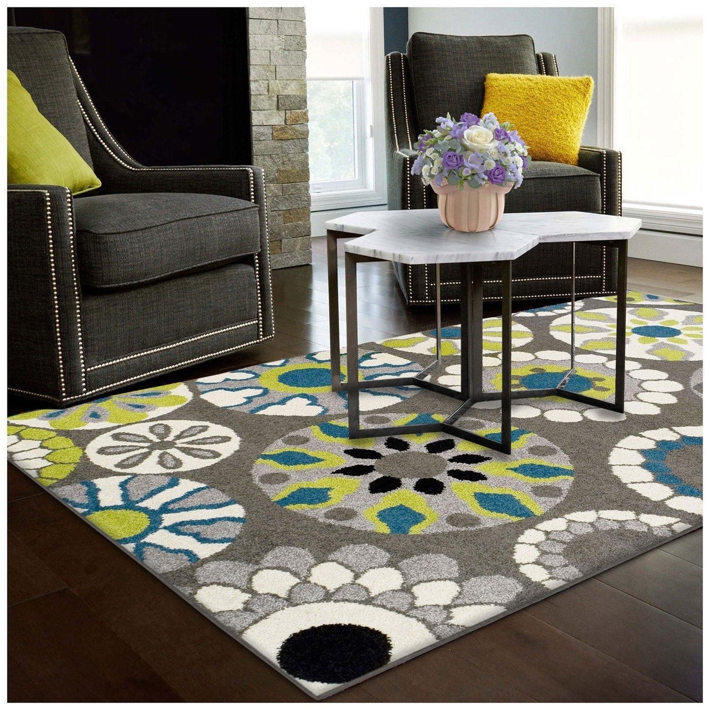 Medallion Oriental Contemporary Floral Baroque Rug FredCo