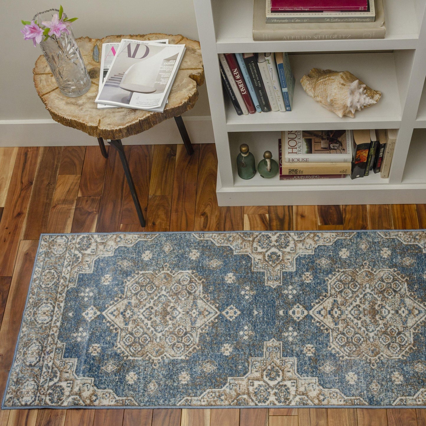 Merriti Vintage Floral Medallion Indoor Area Rug FredCo