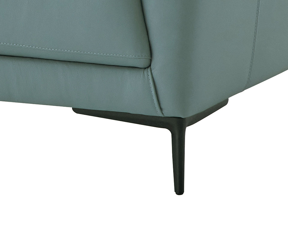 Mesut Sage Green Top Grain Leather & Black Finish Loveseat FredCo