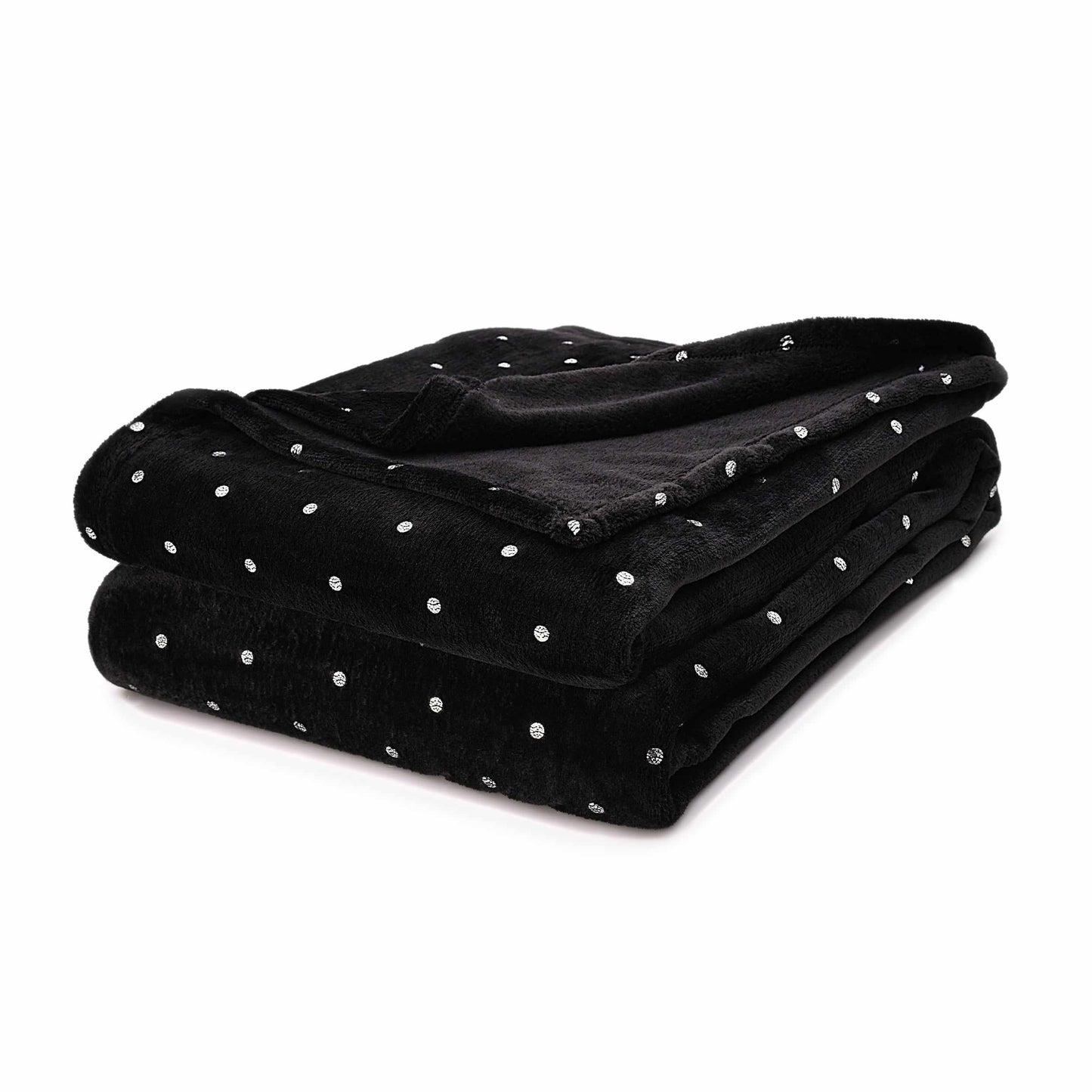 Metallic Polka Dot Print Fleece Throw Blanket FredCo