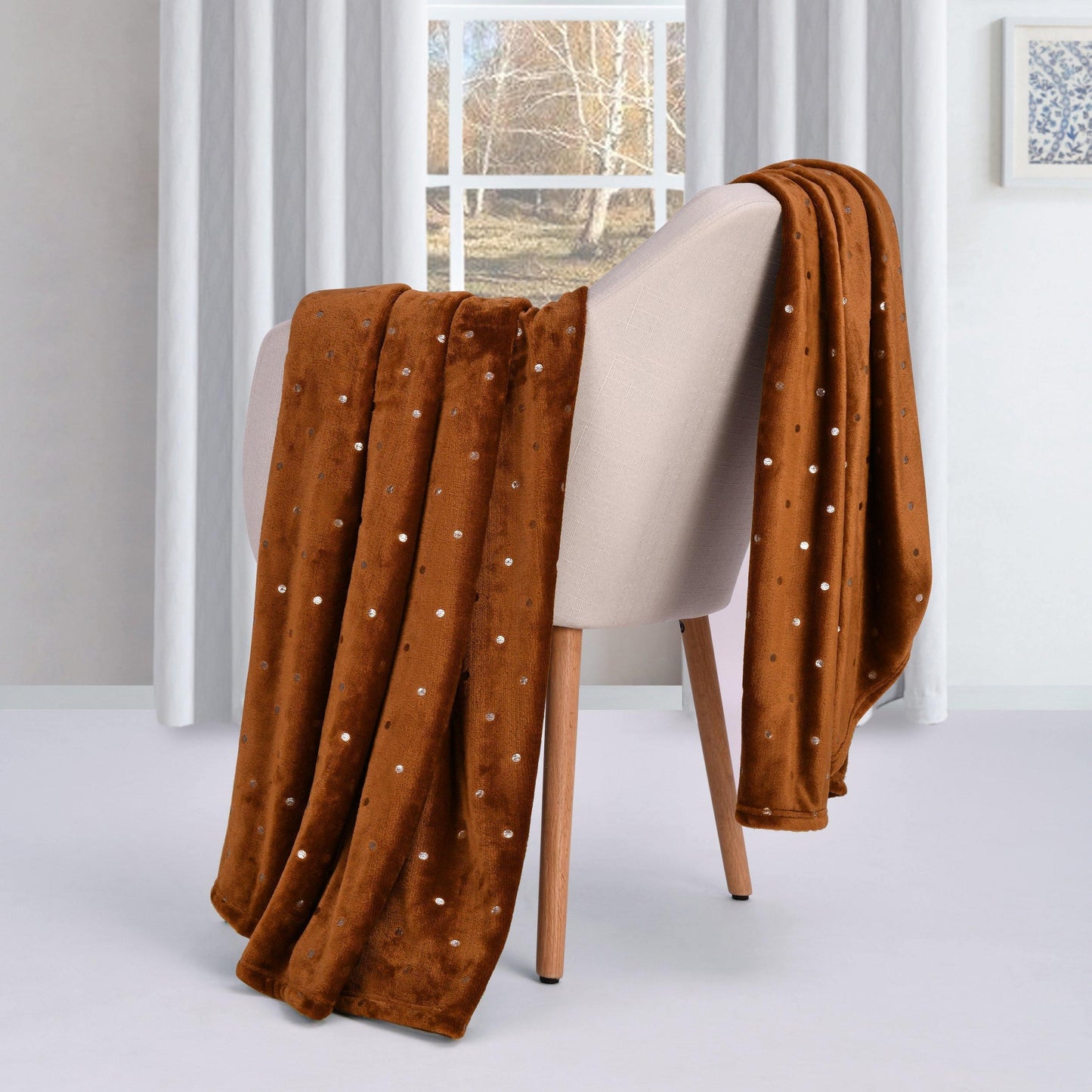 Metallic Polka Dot Print Fleece Throw Blanket FredCo